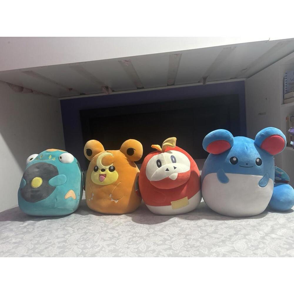 Pokémon Squishmallows Palpitoad Teddiursa Fuecoco Marill Plush Lot Set NEW